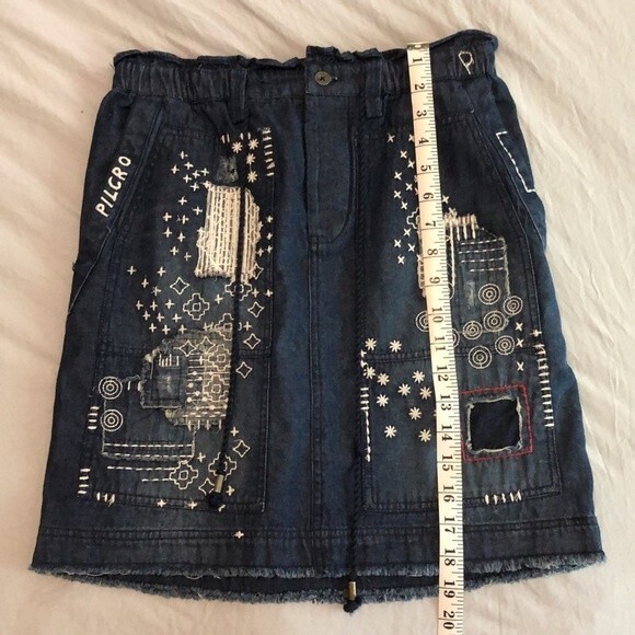 Anthropologie PILCRO Patchwork NWT Denim Mini Skirt size XS - Picture 3 of 8